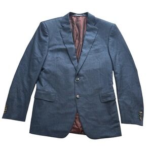Pal Zileri Wool Blazer Sportcoat Size 56R IT Blue Plaid Made‎ In Italy